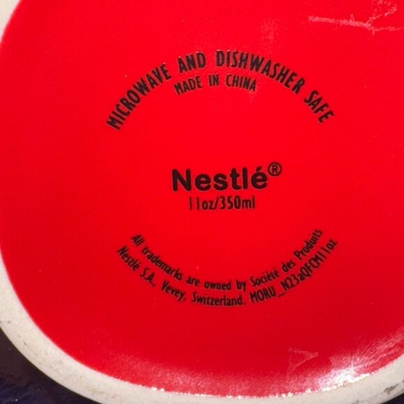 Nescafe Red Ceramic Holiday Mug Set 12 Oz With Handle Snowflake Reindeer Design - Picture 4 of 8